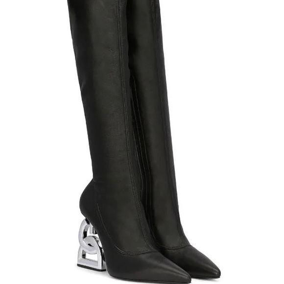 DOLCE & GABBANA LOGO HEEL BOOTS - Picture 1 of 6